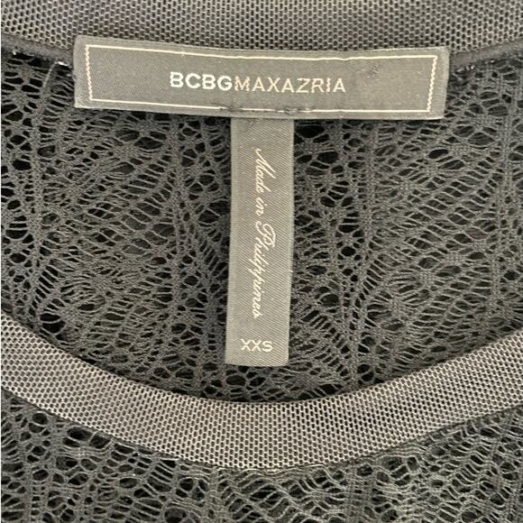 BCBGMaxazria Women Top XXS Black Lace Babydoll Multi Media Y2K Witchy Whimsigoth - Picture 2 of 12